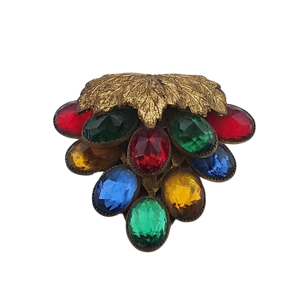 Vintage Highly Faceted Glass Multicolor Dress Clip (A3348)